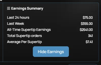 The Earnings Summary section of the Creator Dashboard Panel