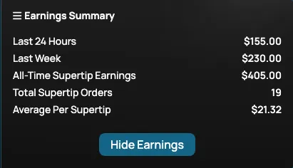 The Earnings Summary section of the Creator Dashboard Panel