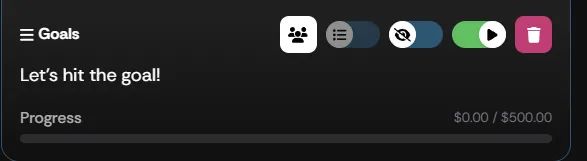 A goal progress bar shown in the Goals section of the Creator Dashboard Panel