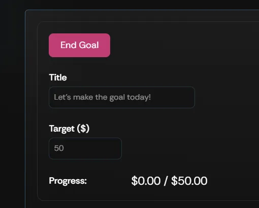 A goal in progress shown on the Goals settings screen