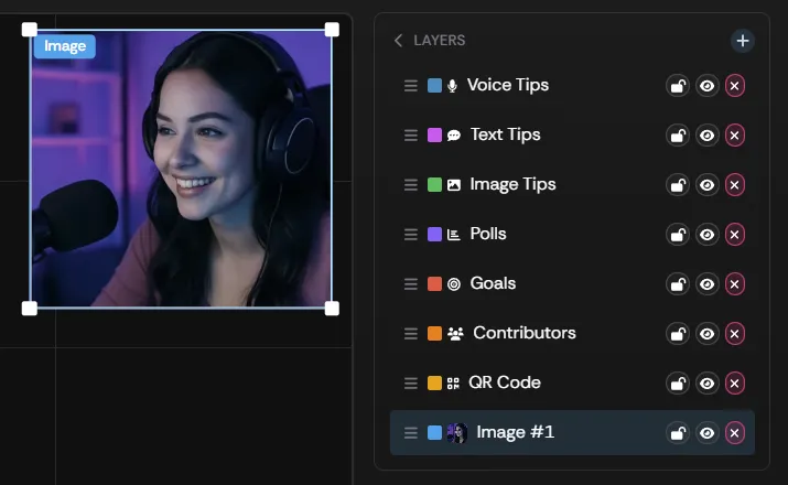 The Image box selected in the overlay editor