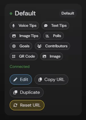 A single overlay row showing its connection status and action controls