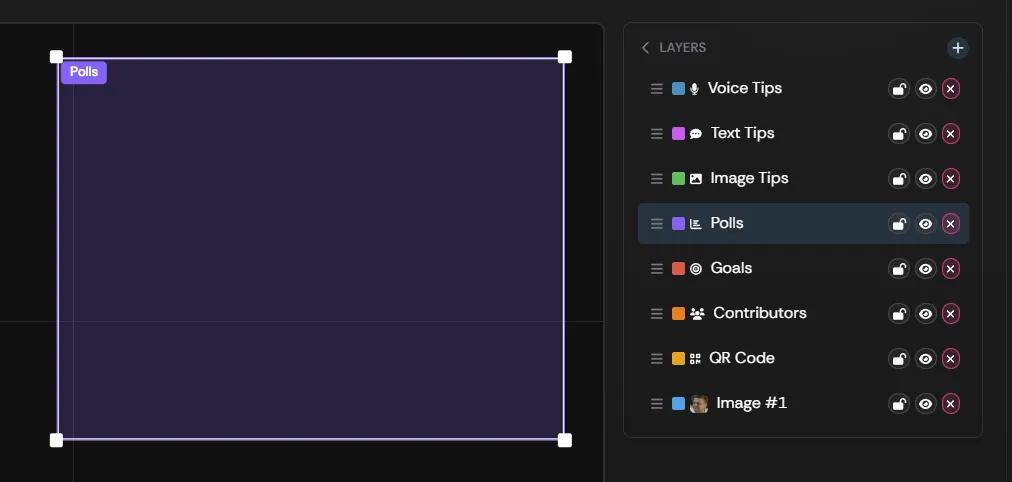 The Polls box selected in the overlay editor