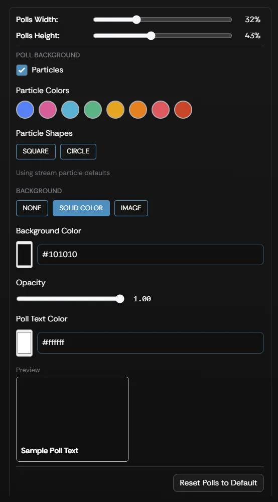 The Polls overlay settings panel