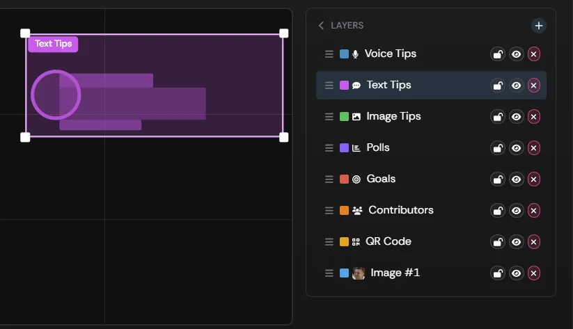 The Text Tips box selected in the overlay editor