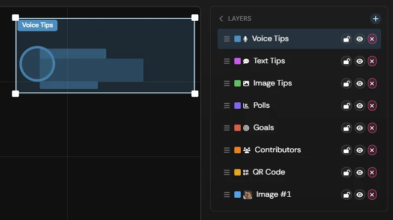 The Voice Tips box selected in the overlay editor