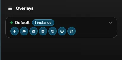 The Overlays section of the Creator Dashboard Panel