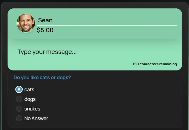 A Supertip poll as it appears to viewers on the Supertip page