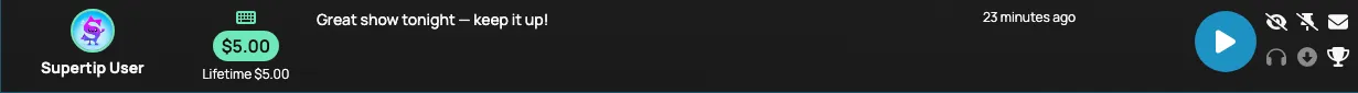 The action buttons shown next to a tip in the Creator Dashboard queue