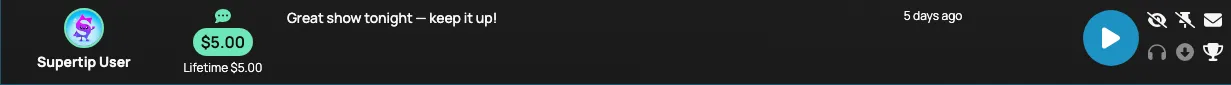 The action buttons shown next to a tip in the Creator Dashboard queue